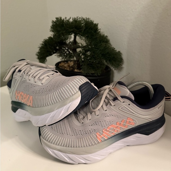 Hoka One One Women's Athletic Shoes - White and Pink - Picture 2 of 6